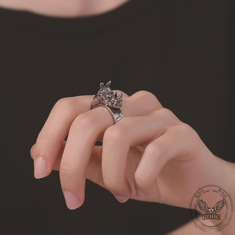Punk Wild Rhino Stainless Steel Ring | Ghtic.com