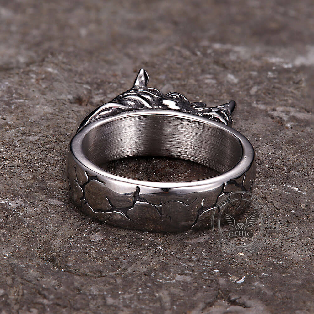 Anillo de acero inoxidable con calavera rosa gótica