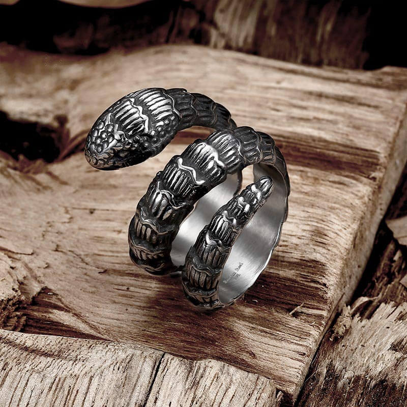 Punk Winding Snake Stainless Steel Animal Ring