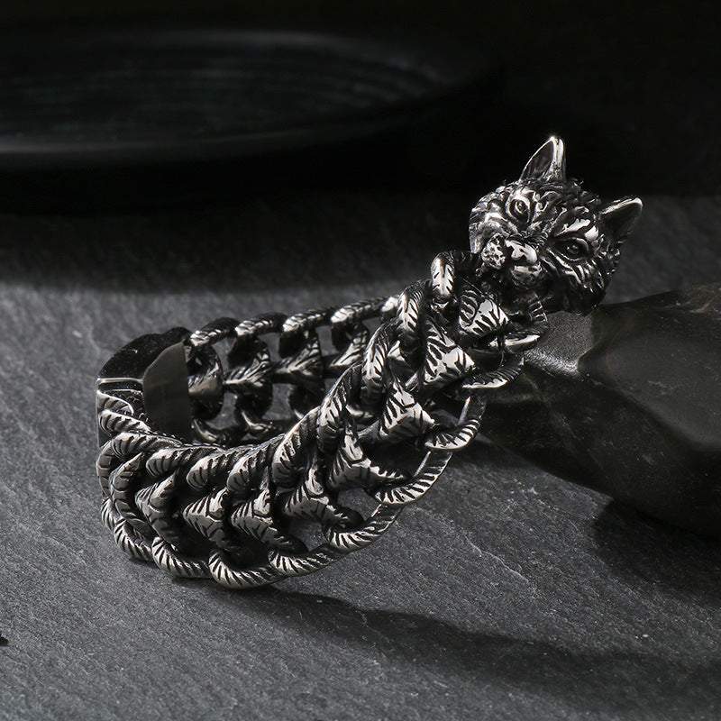 Punk Wolf Head Keel Chain Animal Bracelet | Gthic.com