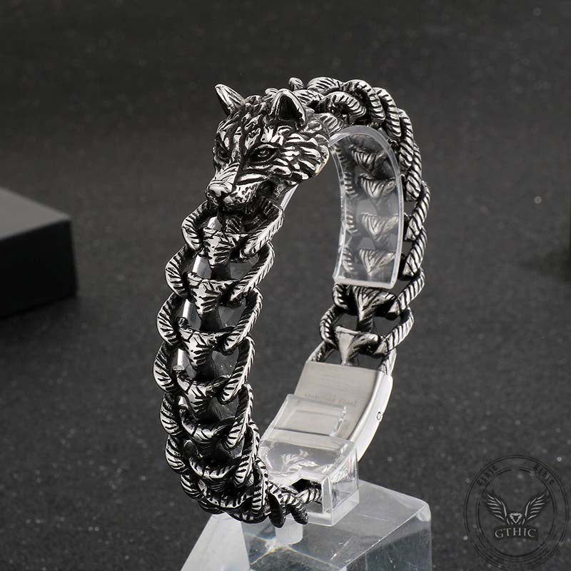 Punk Wolf Head Keel Chain Animal Bracelet | Gthic.com