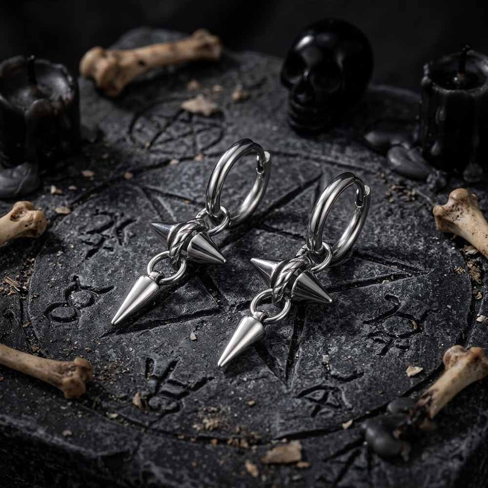 Punk Y2K Chain Spikes Stainless Steel Earrings