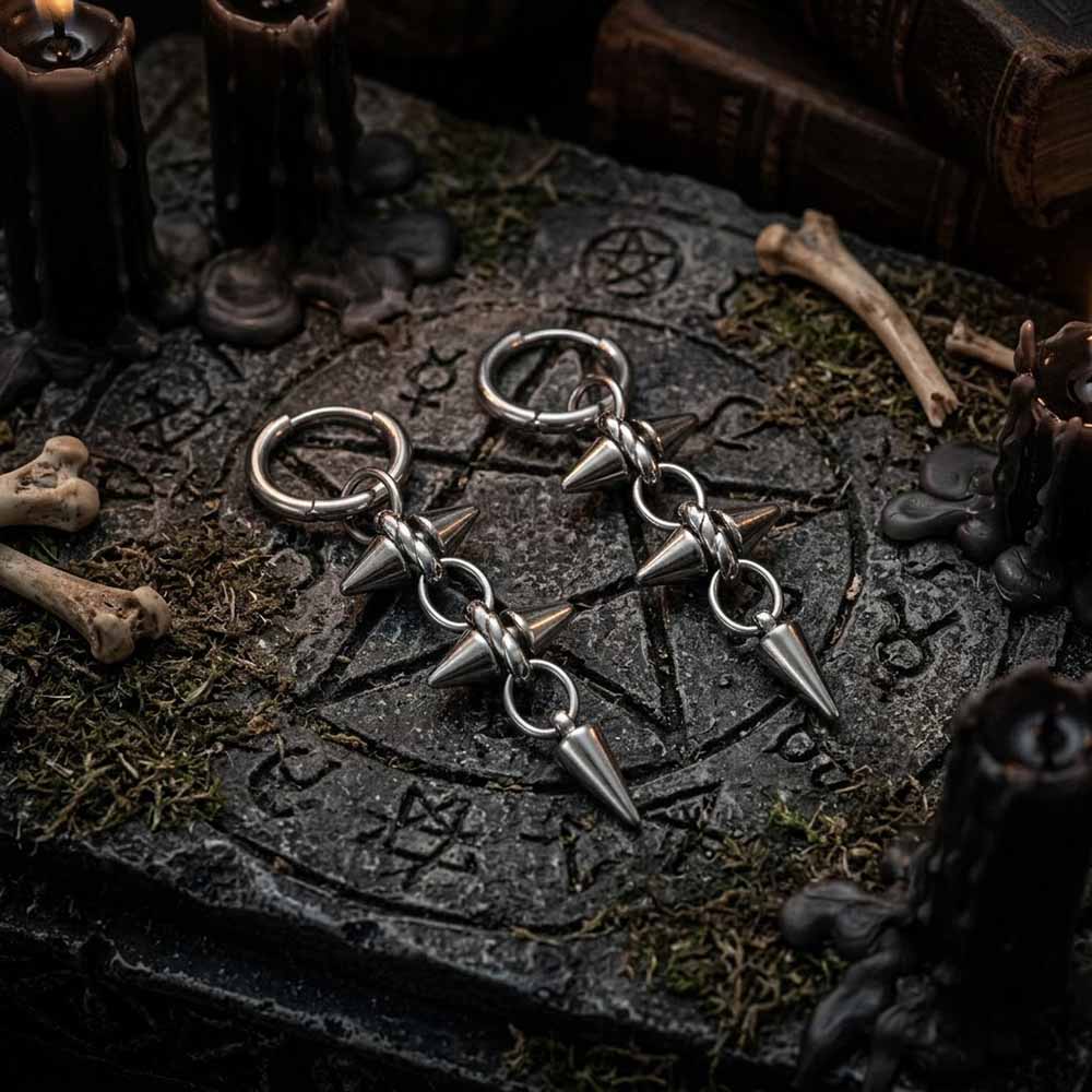 Punk Y2K Chain Spikes Stainless Steel Earrings
