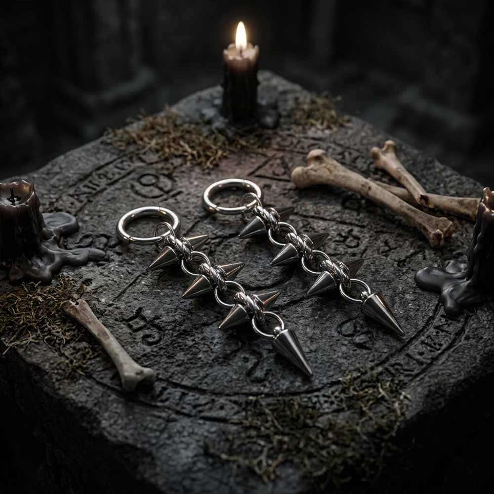 Punk Y2K Chain Spikes Stainless Steel Earrings