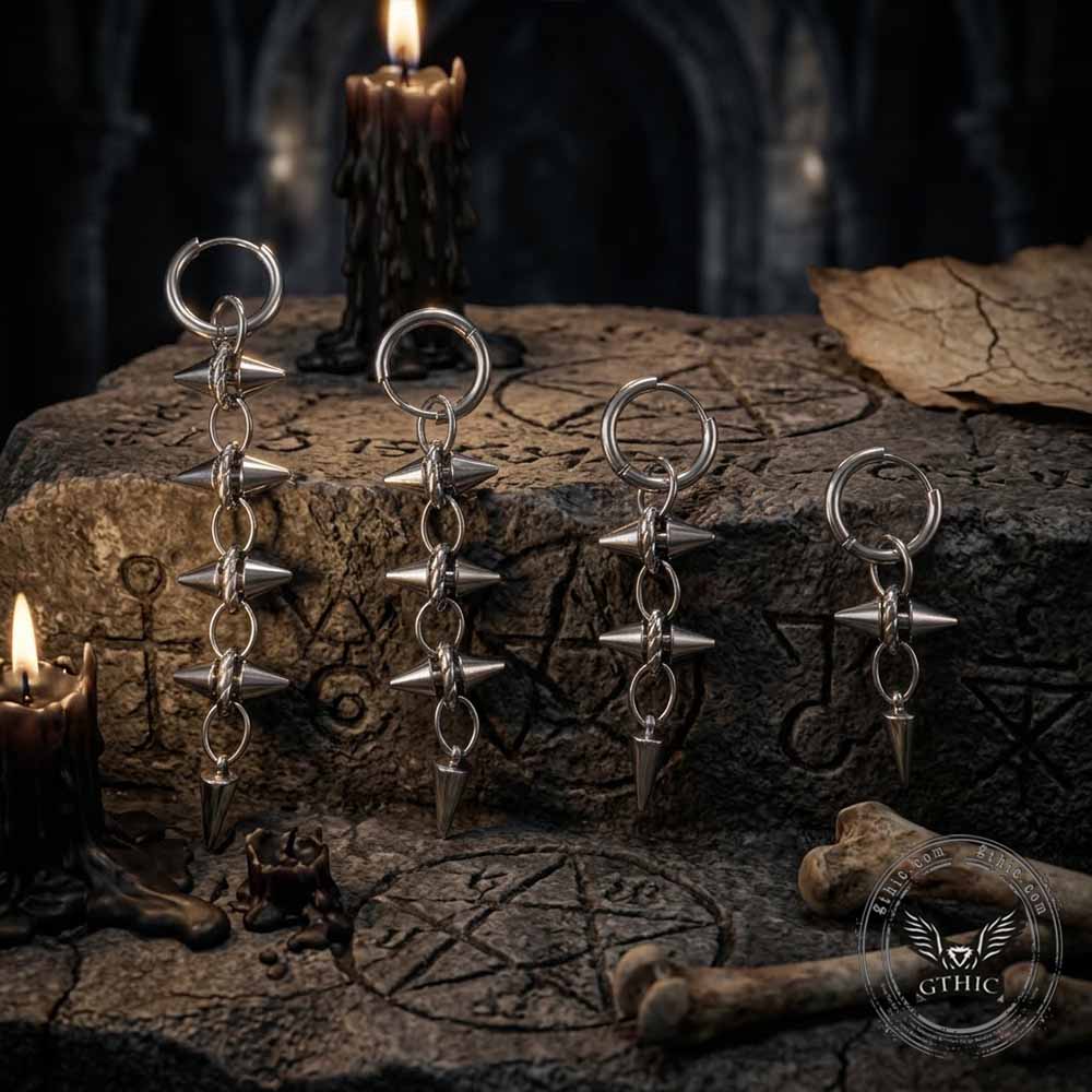 Punk Y2K Chain Spikes Stainless Steel Earrings