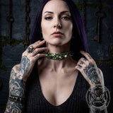 Punk Y2K Leopard Spiked Rhinestone Choker Necklace | Gthic.com