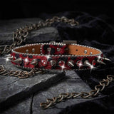 Punk Y2K Leopard Spiked Rhinestone Choker Necklace