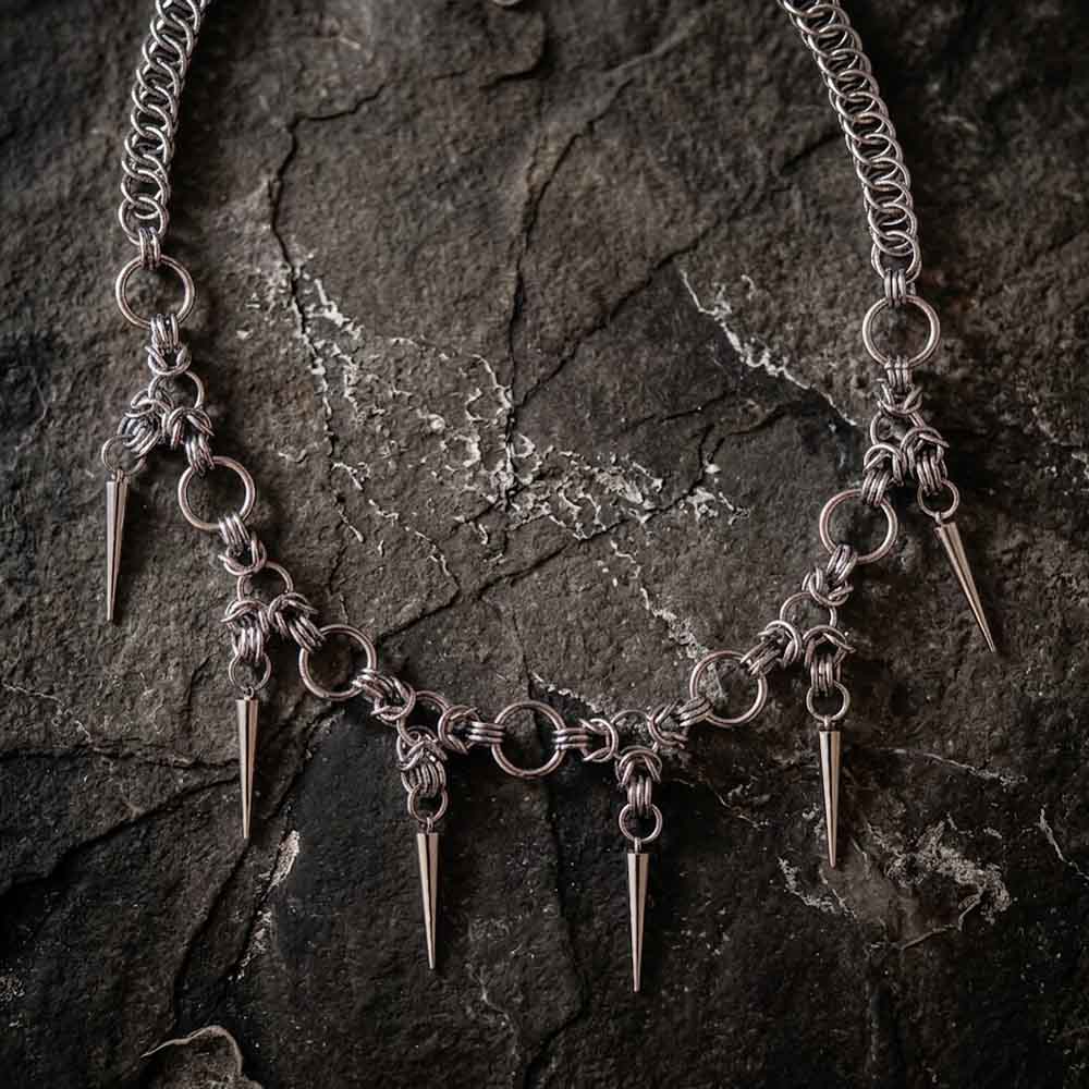 Punk Y2K Multi-Spike Stainless Steel Clavicle Necklace | Gthic.com
