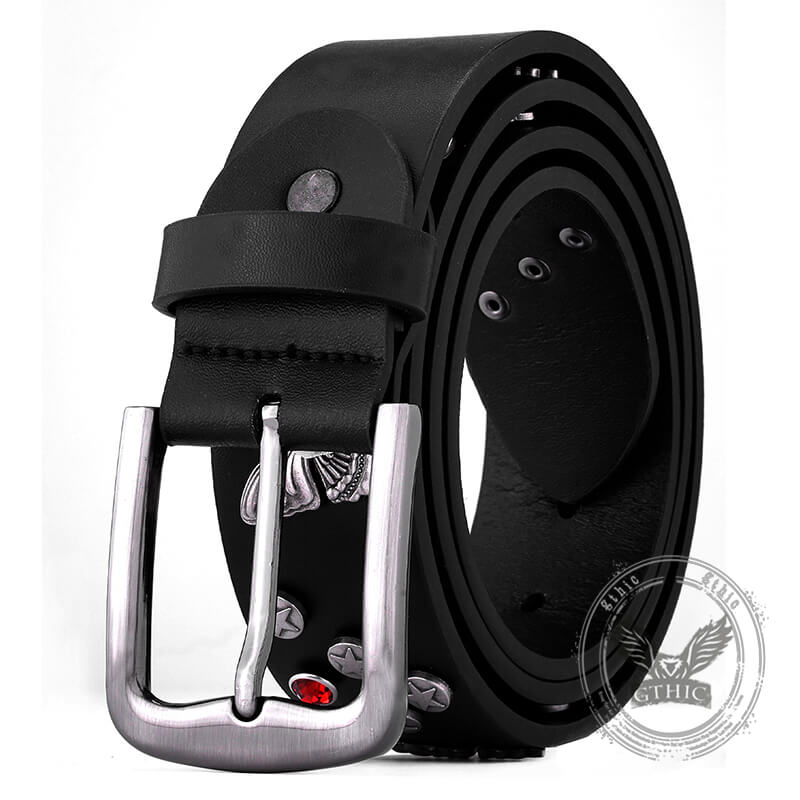Punk Y2K Rhinestone Butterfly PU Leather Belt | Gthic.com