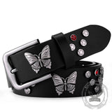 Punk Y2K Rhinestone Butterfly PU Leather Belt | Gthic.com