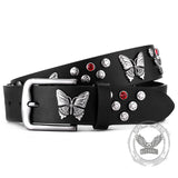 Punk Y2K Rhinestone Butterfly PU Leather Belt | Gthic.com