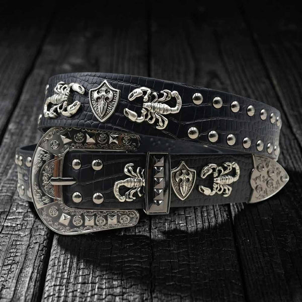 Punk Y2K Scorpion Studded American PU Leather Belt – GTHIC