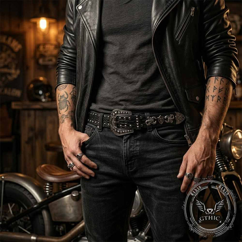 Punk Y2K Scorpion Studded American PU Leather Belt – GTHIC