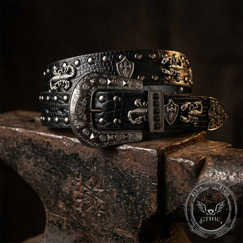 Punk Y2K Scorpion Studded American PU Leather Belt – GTHIC