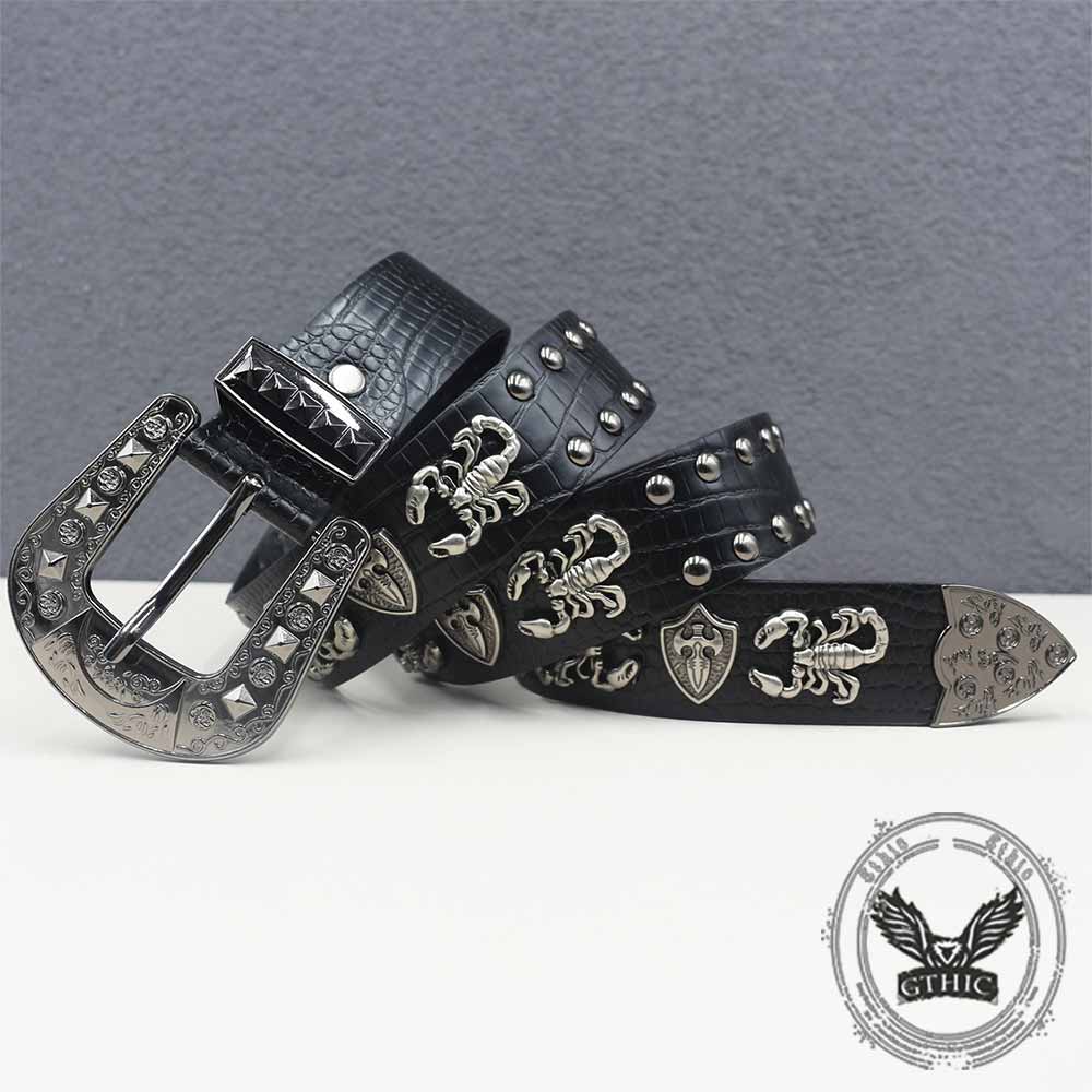 Punk Y2K Scorpion Studded American PU Leather Belt – GTHIC