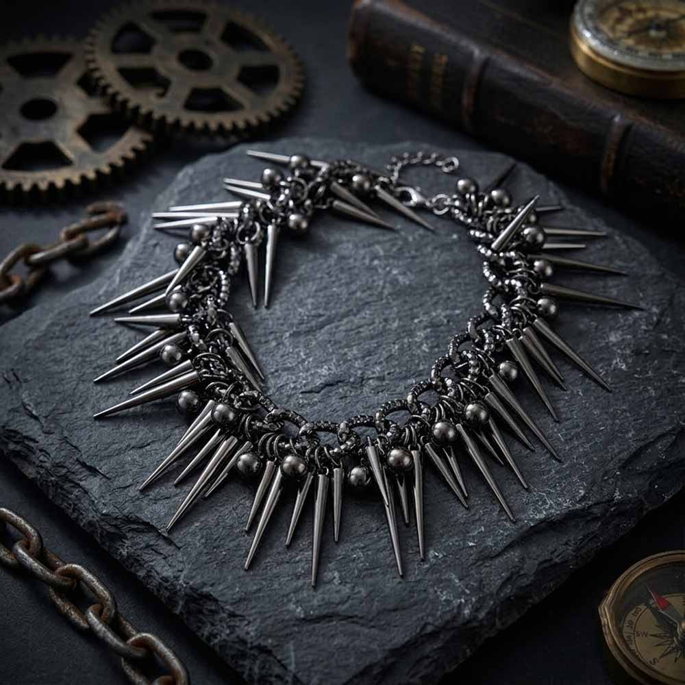 Punk Y2K Spike Rivet Alloy Clavicle Necklace | Gthic.com
