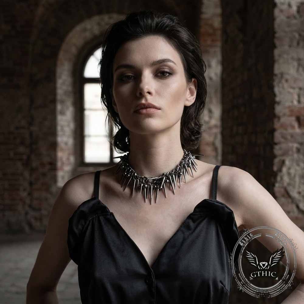 Punk Y2K Spike Rivet Alloy Clavicle Necklace | Gthic.com