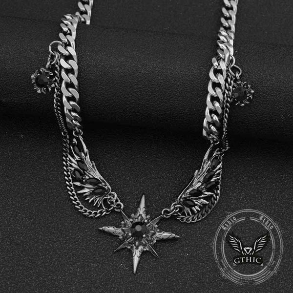 Punk Y2K Wings Star Stainless Steel Clavicle Chain 01 | Gthic.com