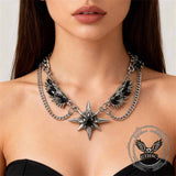 Punk Y2K Wings Star Stainless Steel Clavicle Chain 02 | Gthic.com