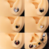 Punk Zircon Heart Wing Stainless Steel Stud Earrings | Gthic.com