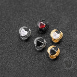 Punk Zircon Heart Wing Stainless Steel Stud Earrings | Gthic.com