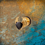 Punk Zircon Heart Wing Stainless Steel Stud Earrings