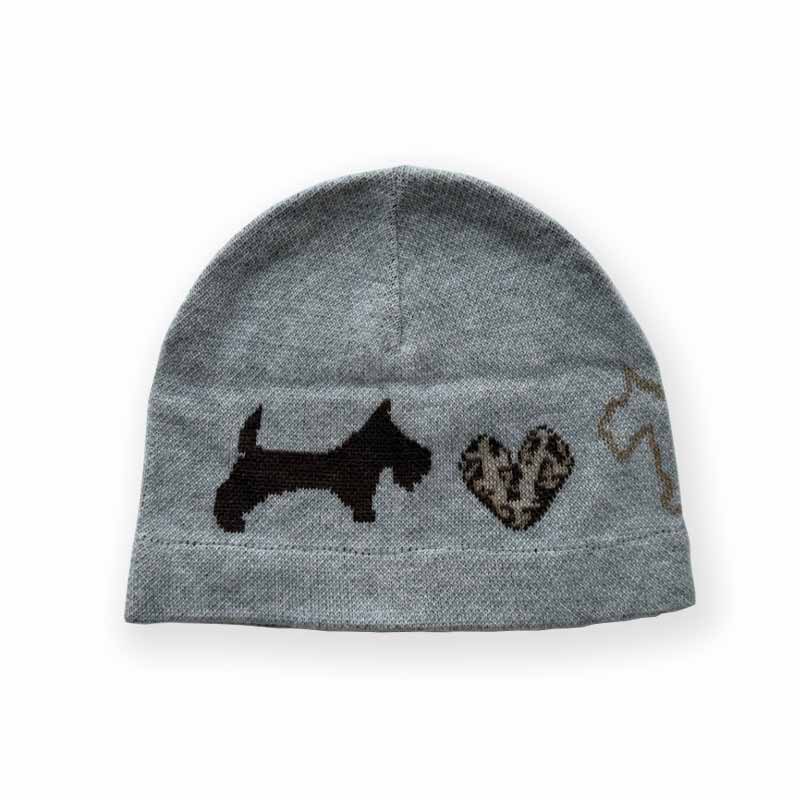 Puppy Heart Jacquard Wool Blend Knitted Beanie Hat
