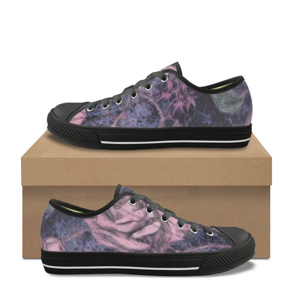 Purple Rose Flower Print Canvas Shoes 01 | Gthic.com