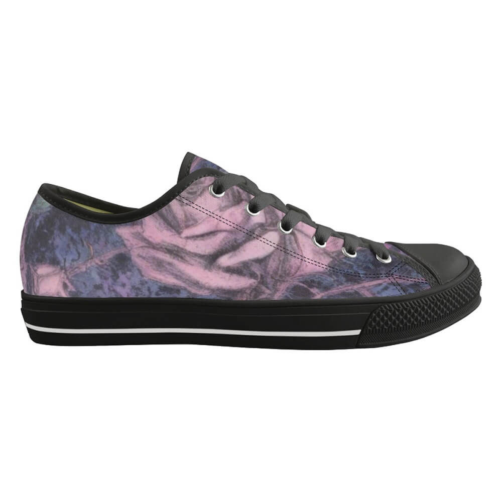 Purple Rose Flower Print Canvas Shoes 03 | Gthic.com