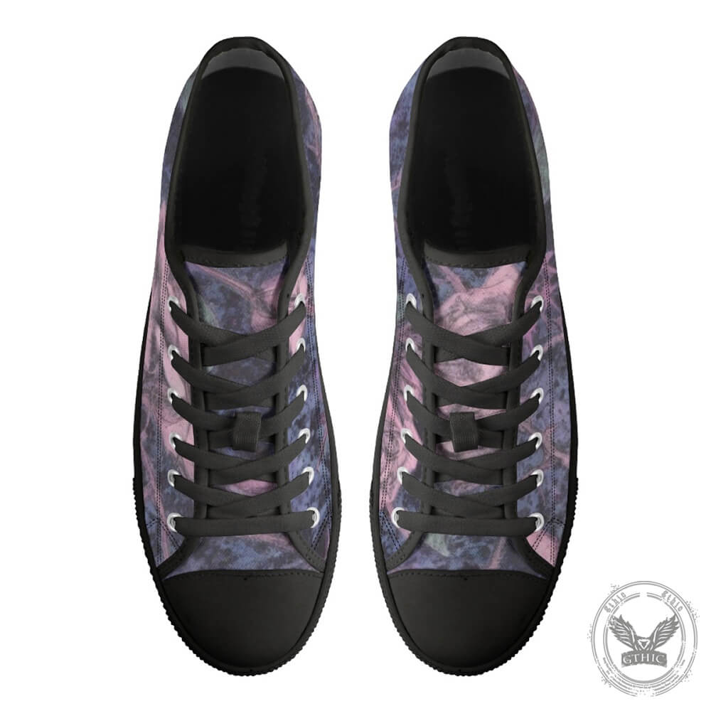 Purple Rose Flower Print Canvas Shoes
