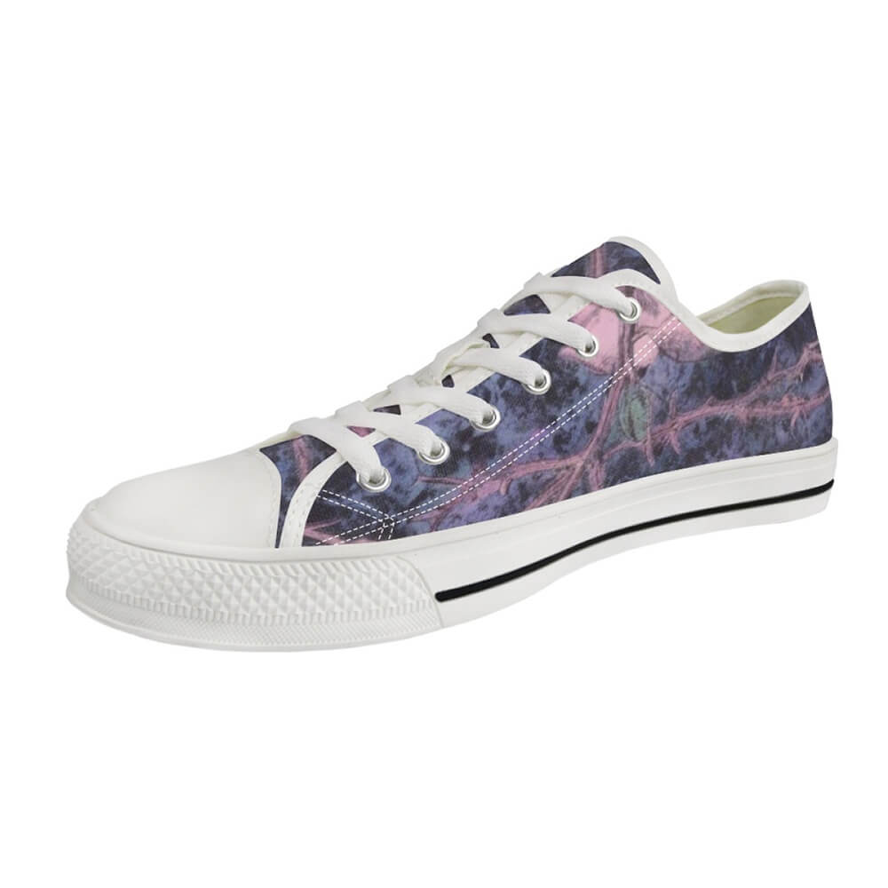 Purple Rose Flower Print Canvas Shoes