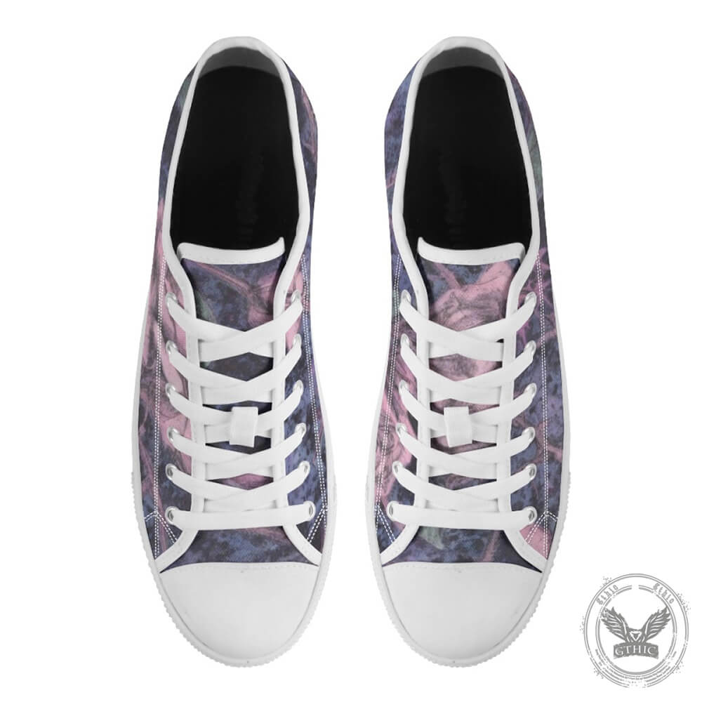 Purple Rose Flower Print Canvas Shoes