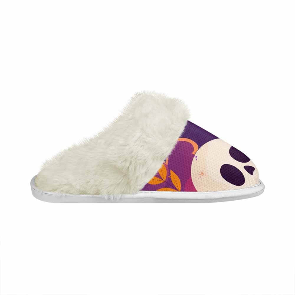 Purple Skull Leaf Cotton Slipper | Gthic.com