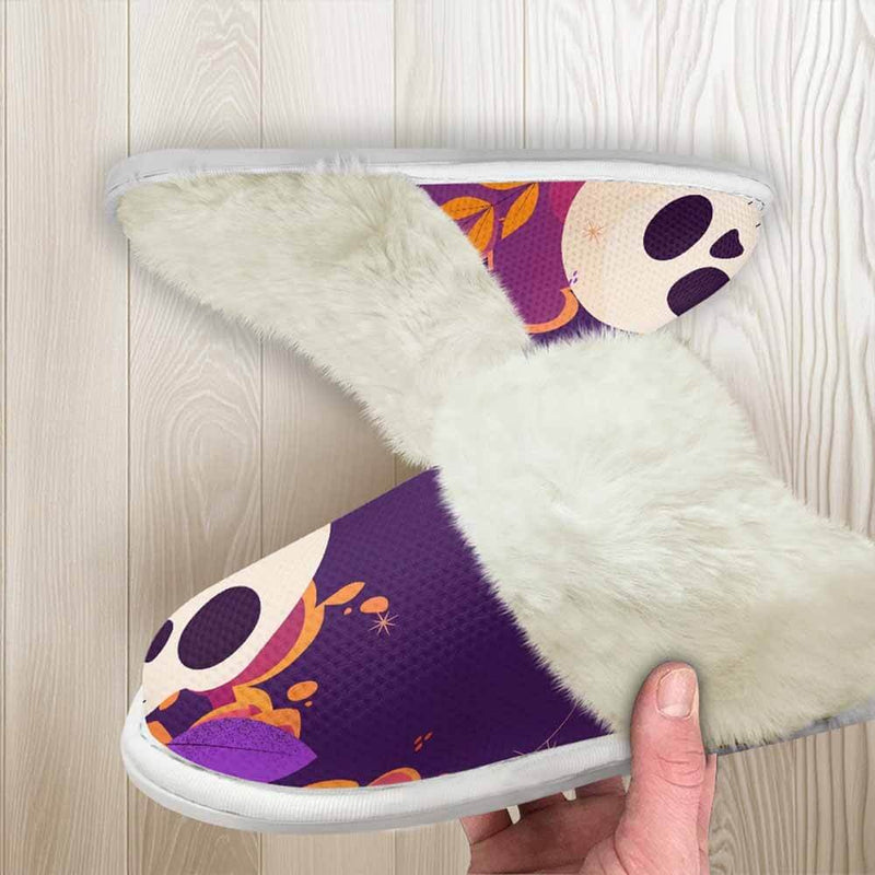 Purple Skull Leaf Cotton Slipper | Gthic.com