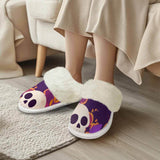 Purple Skull Leaf Cotton Slipper | Gthic.com