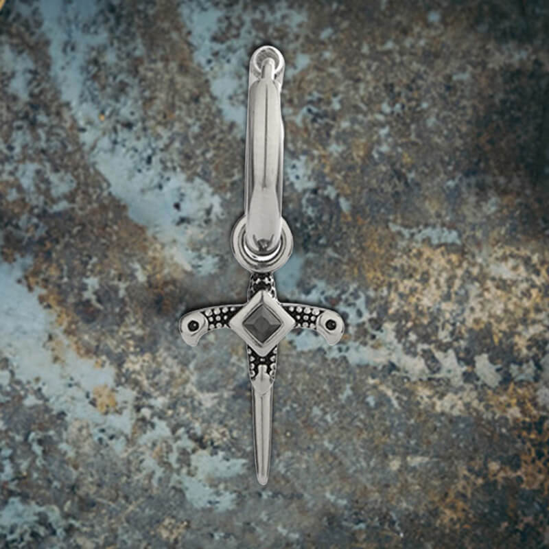 Gothic Sword Gem-Set Stainless Steel Earrings | Gthic.com