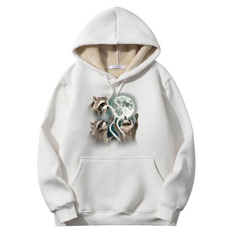 Racoons howling at the Moon Crew Collar Hoodie 02 | Gthic.com