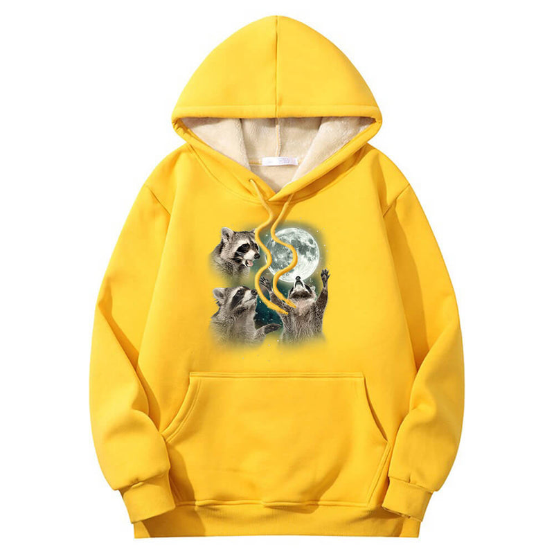 Racoons howling at the Moon Crew Collar Hoodie