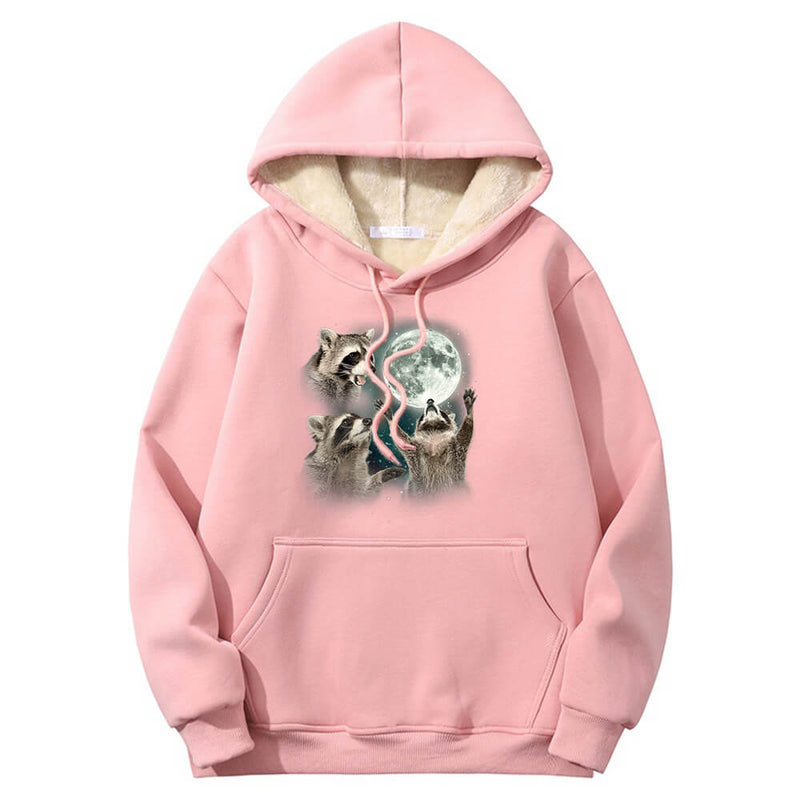 Racoons howling at the Moon Crew Collar Hoodie