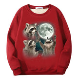 Racoons howling at the Moon Crew Collar Sweatshirt 02 | Gthic.com