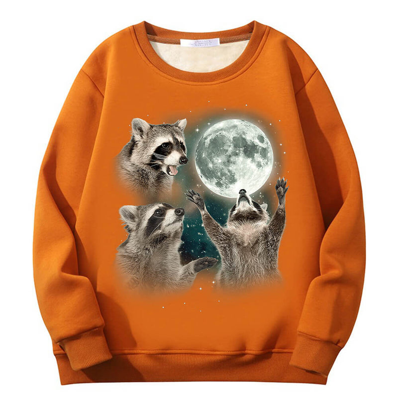 Racoons howling at the Moon Crew Collar Sweatshirt