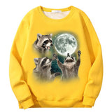 Racoons howling at the Moon Crew Collar Sweatshirt