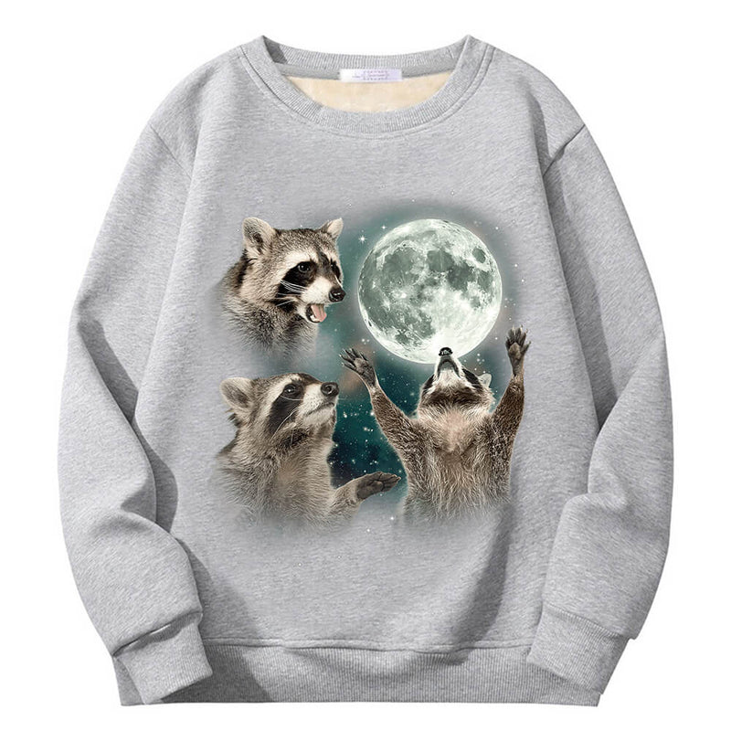 Racoons howling at the Moon Crew Collar Sweatshirt