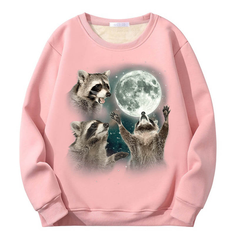 Racoons howling at the Moon Crew Collar Sweatshirt