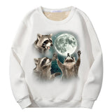 Racoons howling at the Moon Crew Collar Sweatshirt