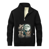 Racoons howling at the Moon Stand Collar Zip Sweatshirt 01 | Gthic.com