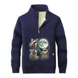 Racoons howling at the Moon Stand Collar Zip Sweatshirt