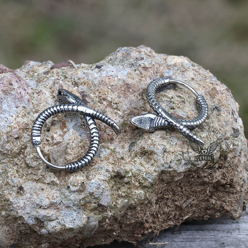 Rattlesnake Stainless Steel Snake Earrings
