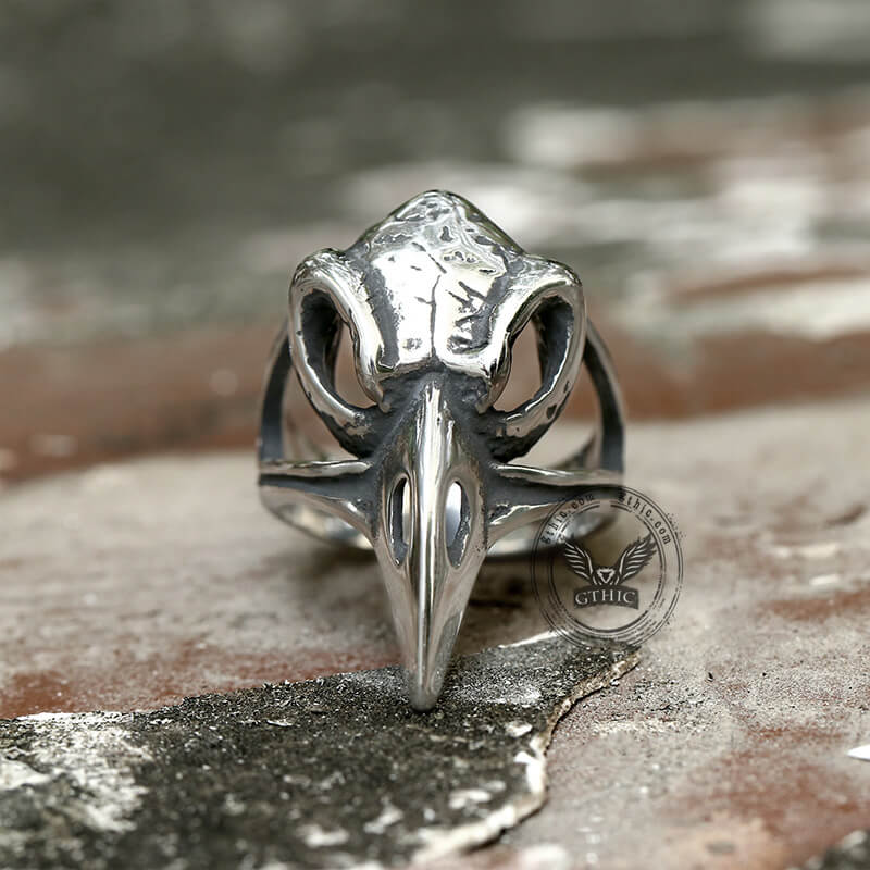 Raven Beak Skull Stainless Steel Ring | Gthic.com