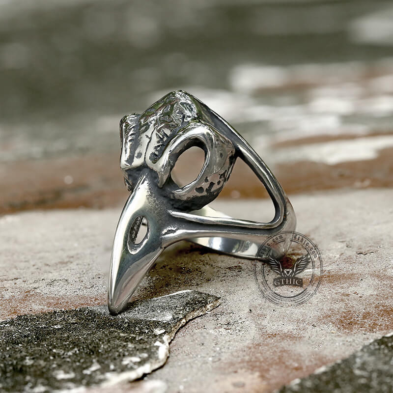 Raven Beak Skull Stainless Steel Ring | Gthic.com